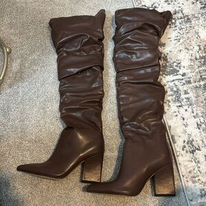 Brand new brown PLT thigh high boots